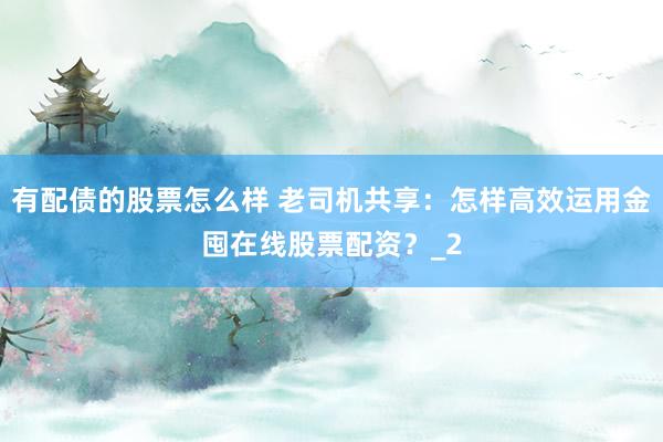 有配债的股票怎么样 老司机共享：怎样高效运用金囤在线股票配资？_2