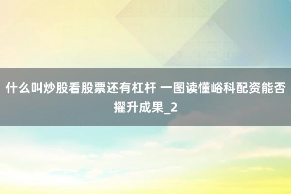 什么叫炒股看股票还有杠杆 一图读懂峪科配资能否擢升成果_2